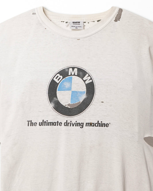 BMW “THE ULTIMATE DRIVING MACHINE” WHITE DISTRESSED T-SHIRT