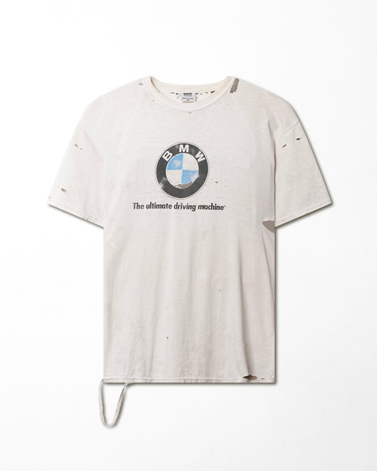 BMW “THE ULTIMATE DRIVING MACHINE” WHITE DISTRESSED T-SHIRT