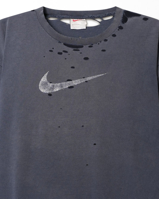NIKE "SWOOSH" BLUE FADED DISTRESSED T-SHIRT