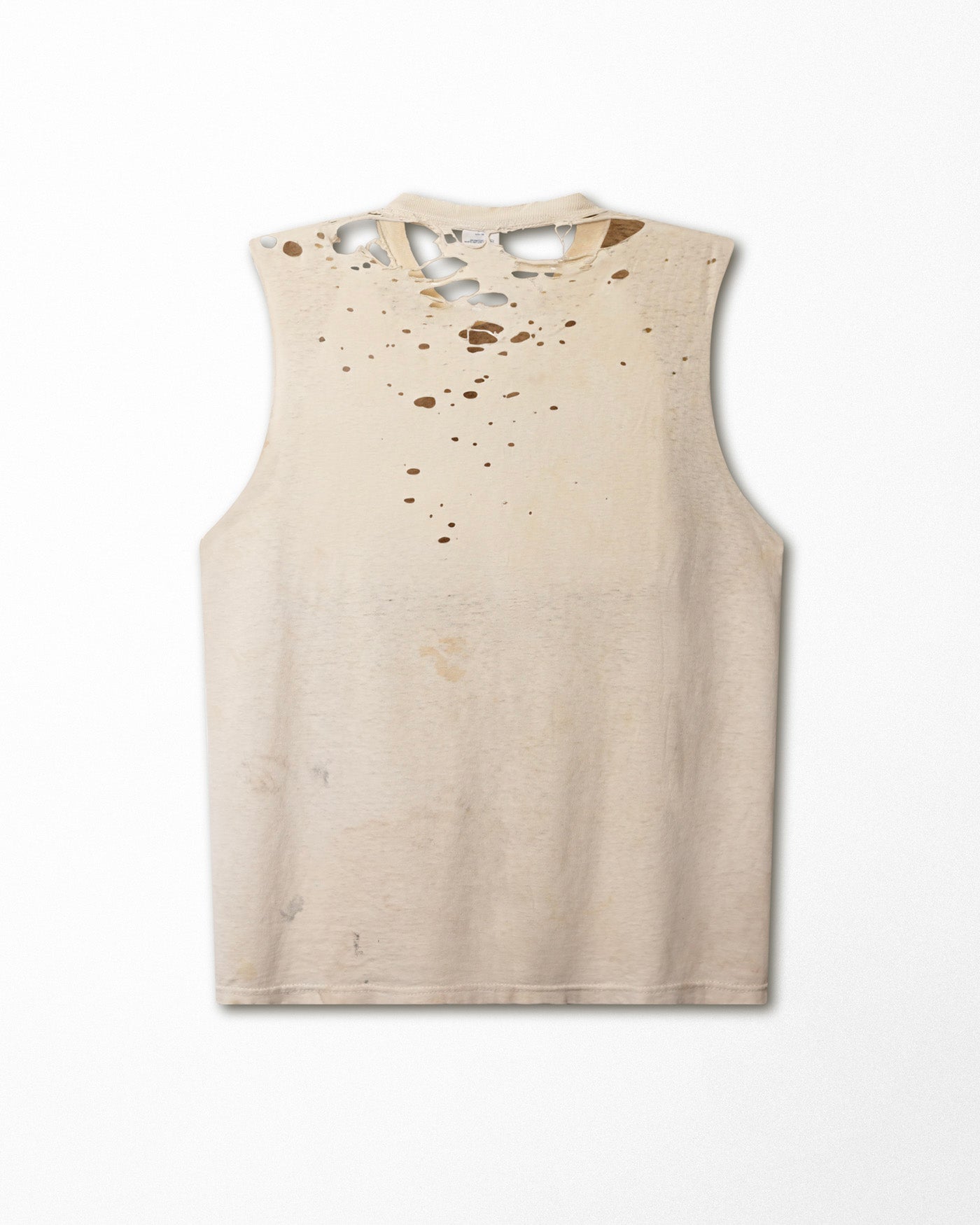 DELTA "NEW YORK CITY ROACH" WHITE DESTROYED SLEEVELESS T-SHIRT