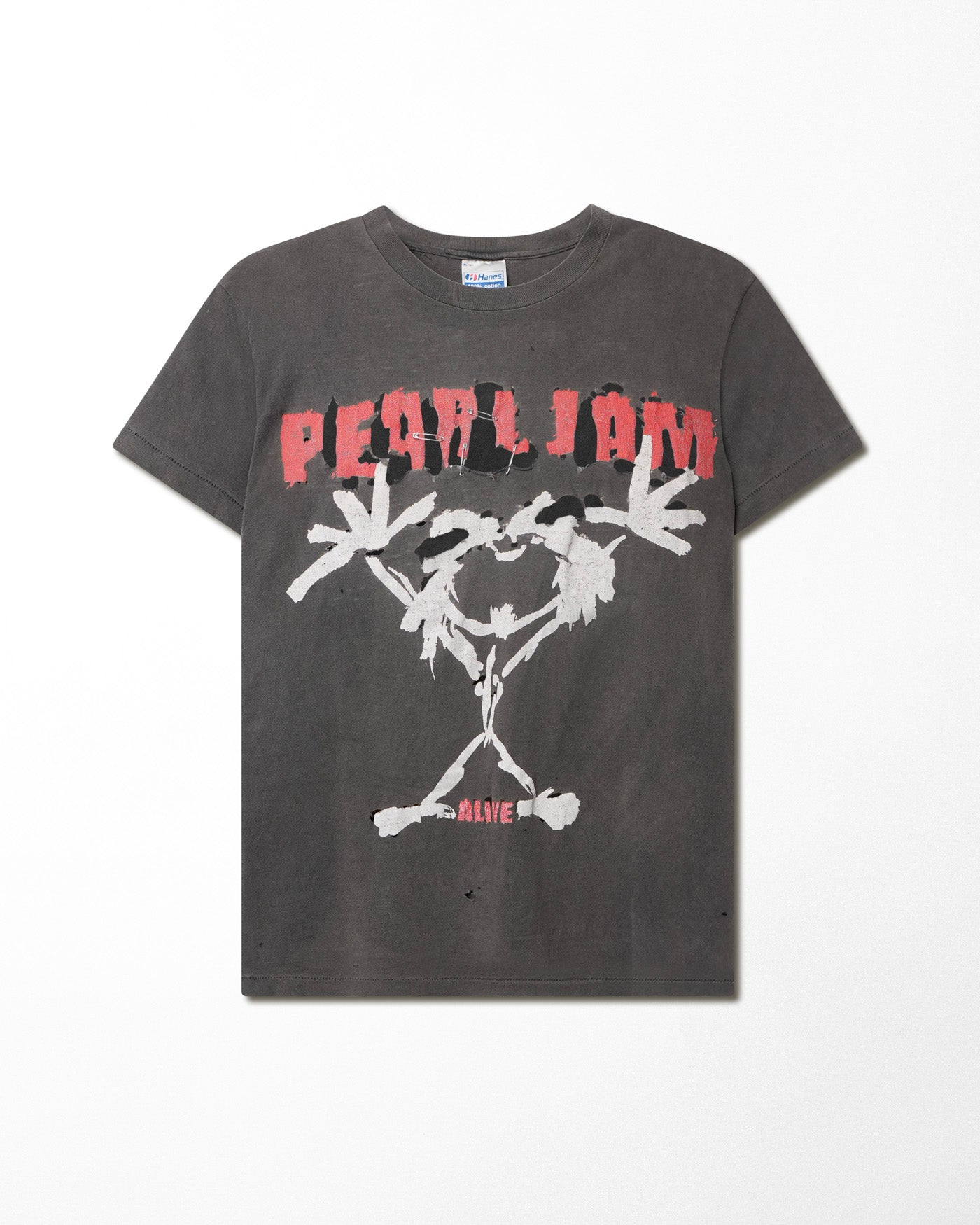 HANES "PEARL JAM ALIVE" BLACK DISTRESSED T-SHIRT