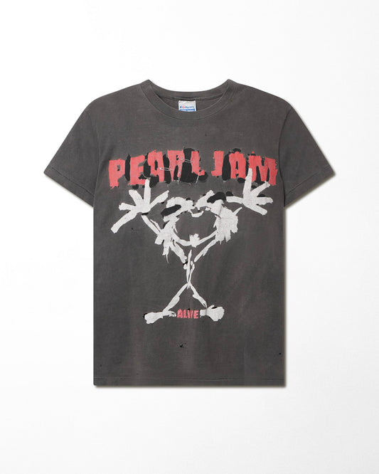 HANES "PEARL JAM ALIVE" BLACK DISTRESSED T-SHIRT