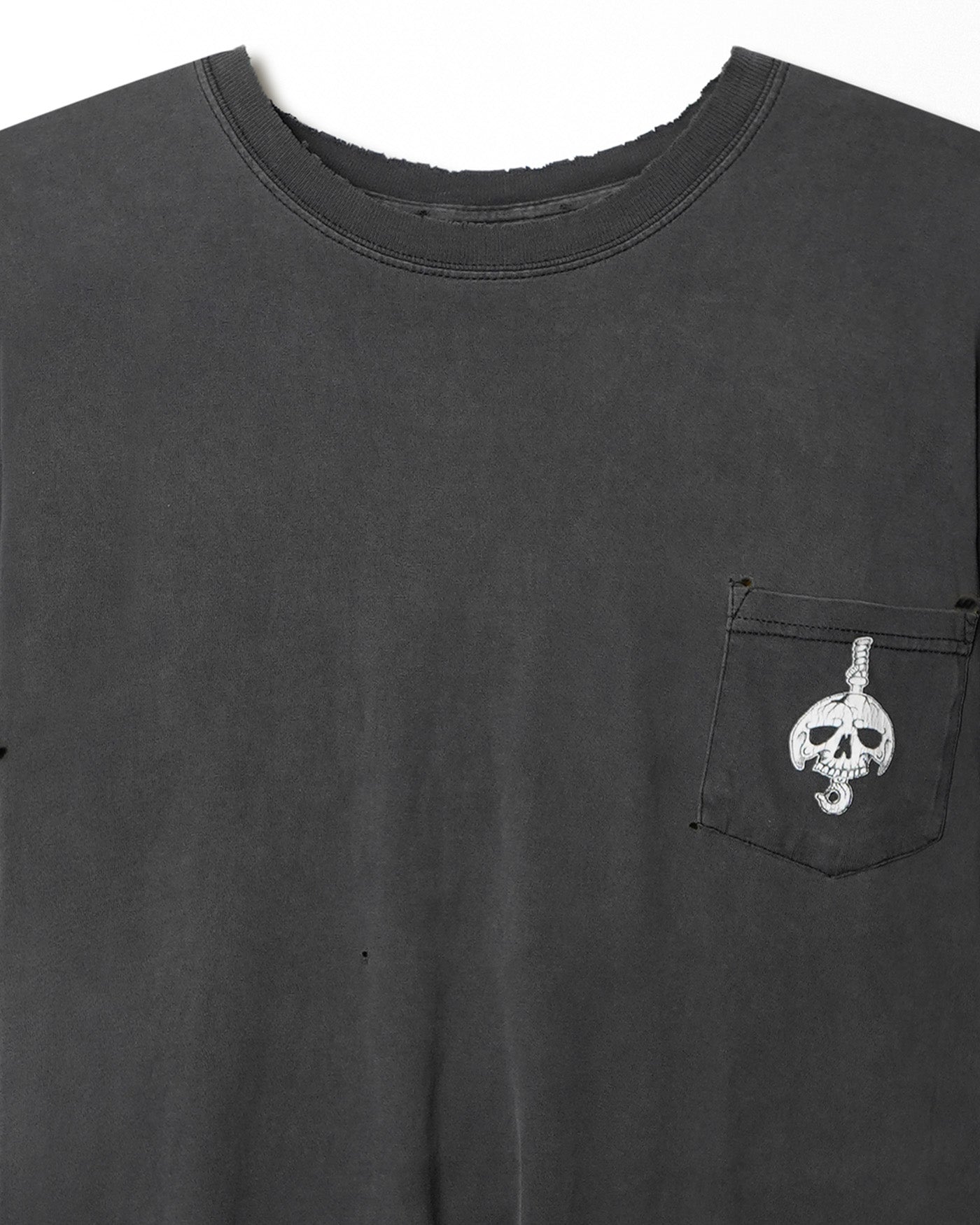 "IF YER SCARED" BLACK FADED POCKET T-SHIRT