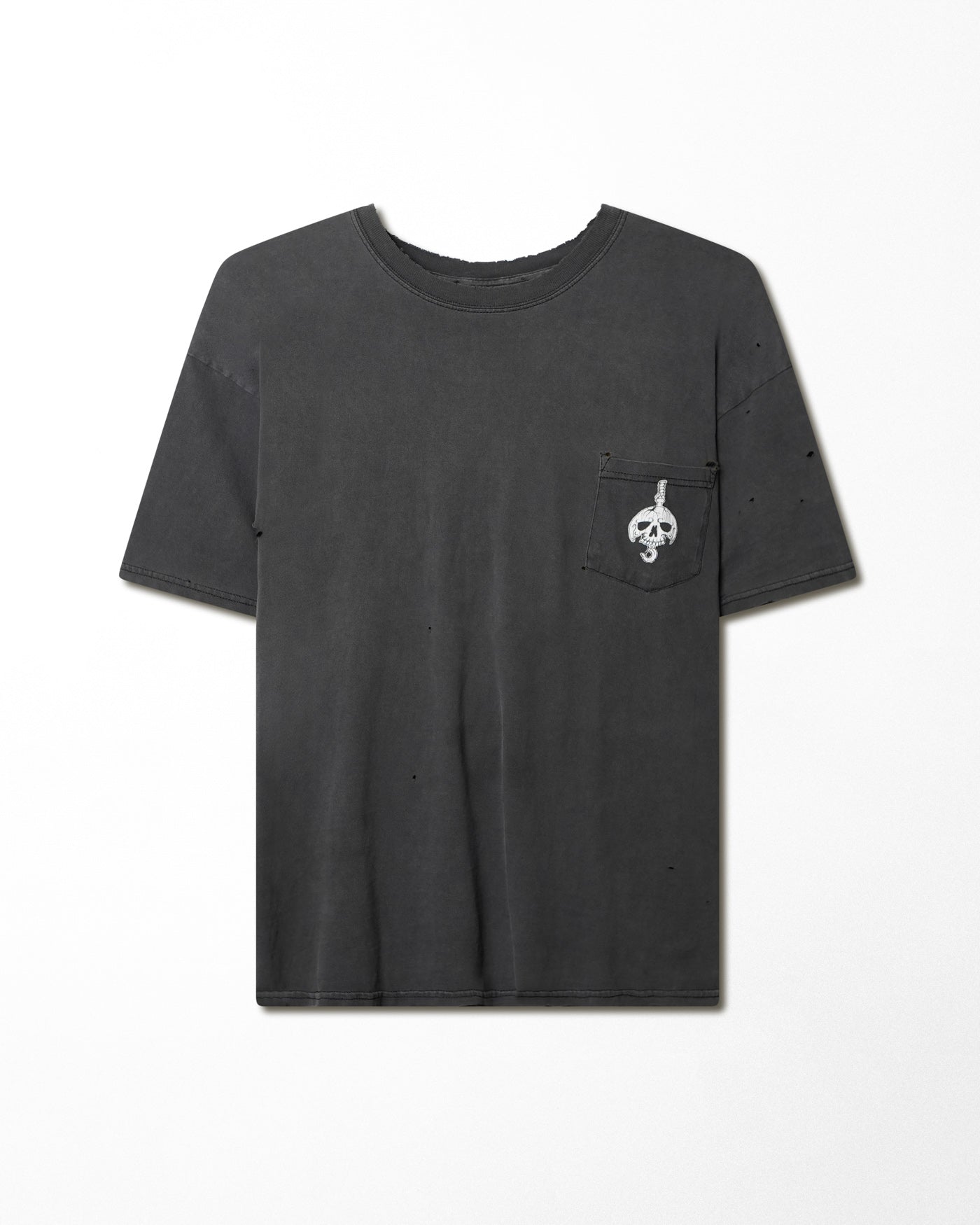 "IF YER SCARED" BLACK FADED POCKET T-SHIRT