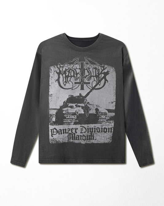 "PANZER DIVISION" BLACK FADED LONG SLEEVE T-SHIRT