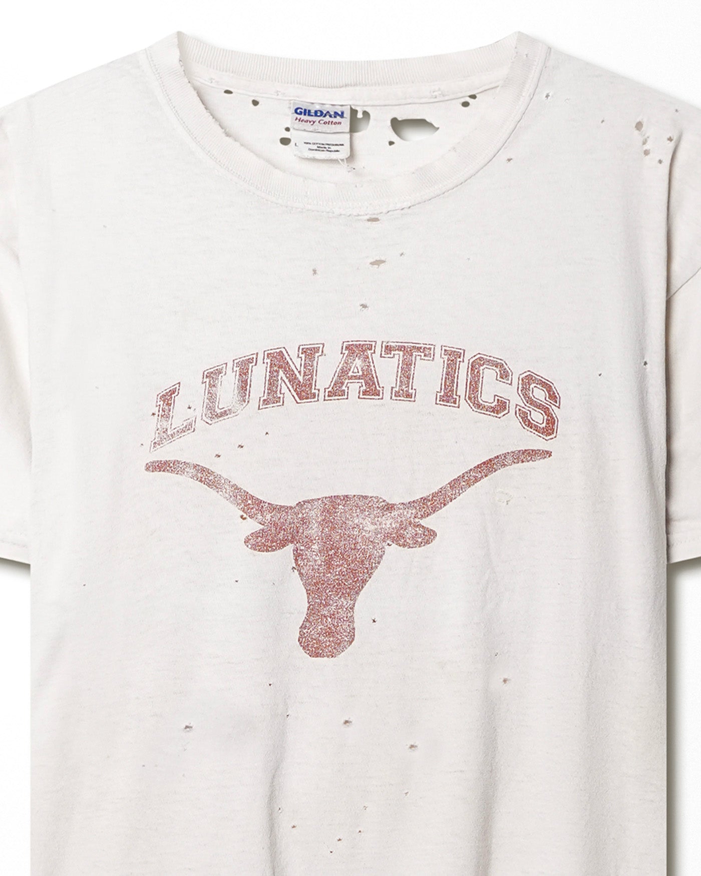 GILDAN "LUNATICS" WHITE DISTRESSED T-SHIRT