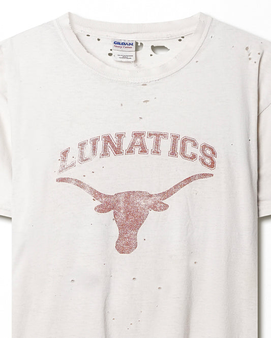 GILDAN "LUNATICS" WHITE DISTRESSED T-SHIRT