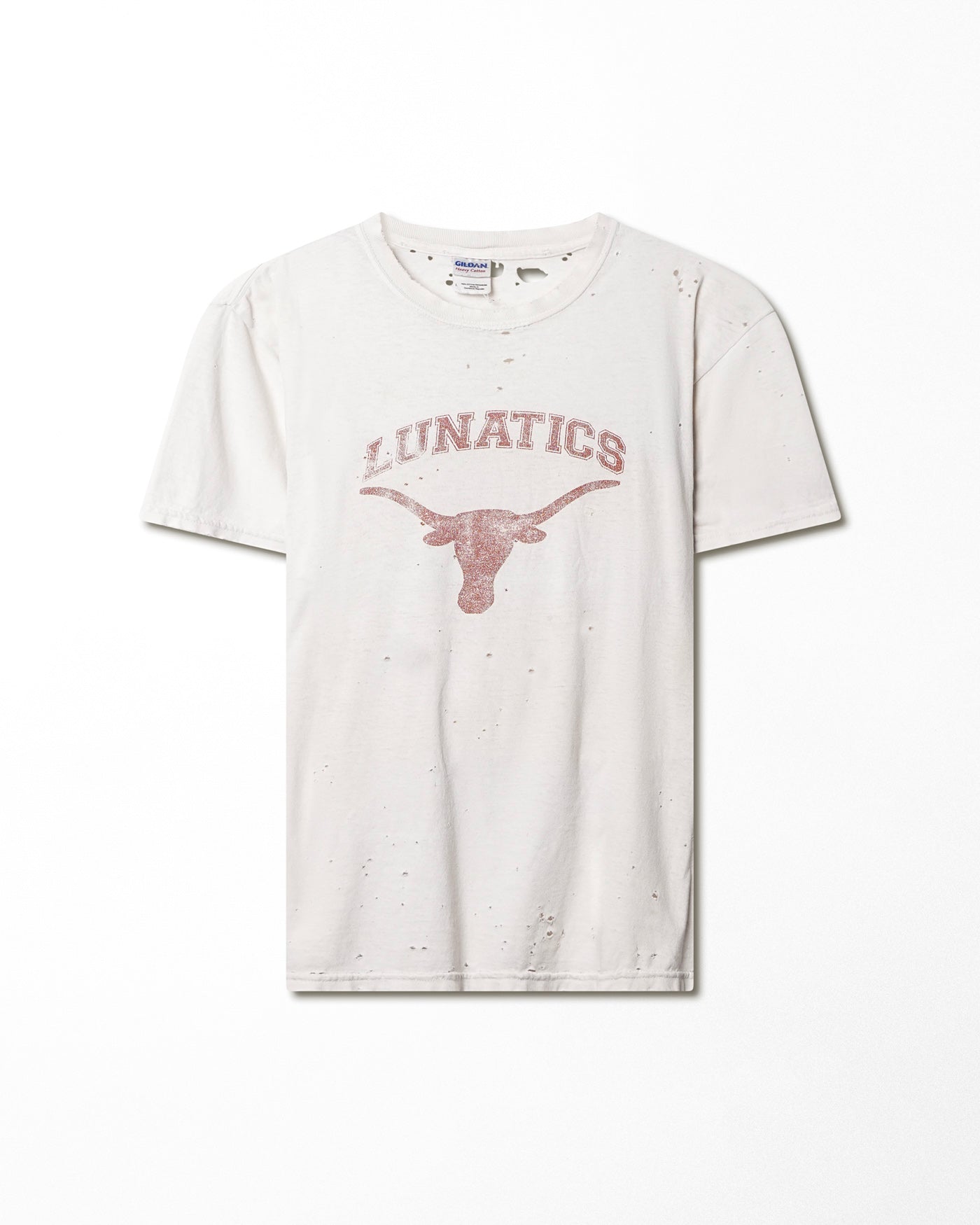 GILDAN "LUNATICS" WHITE DISTRESSED T-SHIRT