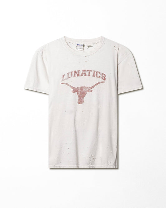 GILDAN "LUNATICS" WHITE DISTRESSED T-SHIRT