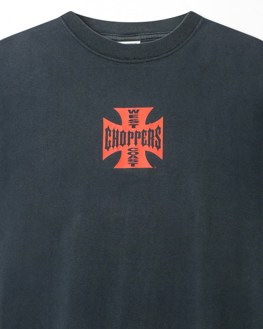 WEST COAST CHOPPERS "CLASSIC RED LOGO" BLUE FADED T-SHIRT