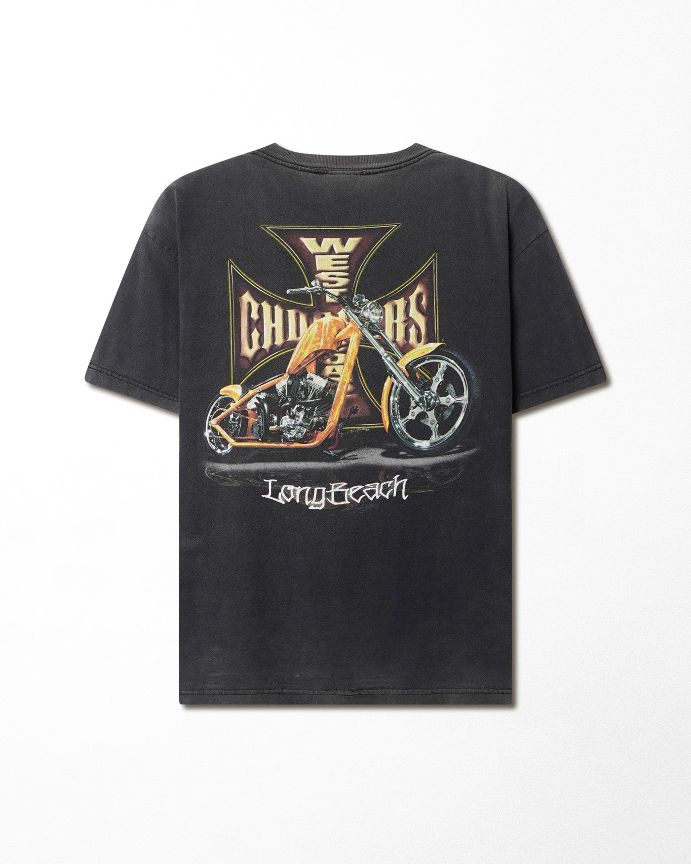 WEST COAST CHOPPERS "GOLD CROSS" BLACK FADED T-SHIRT