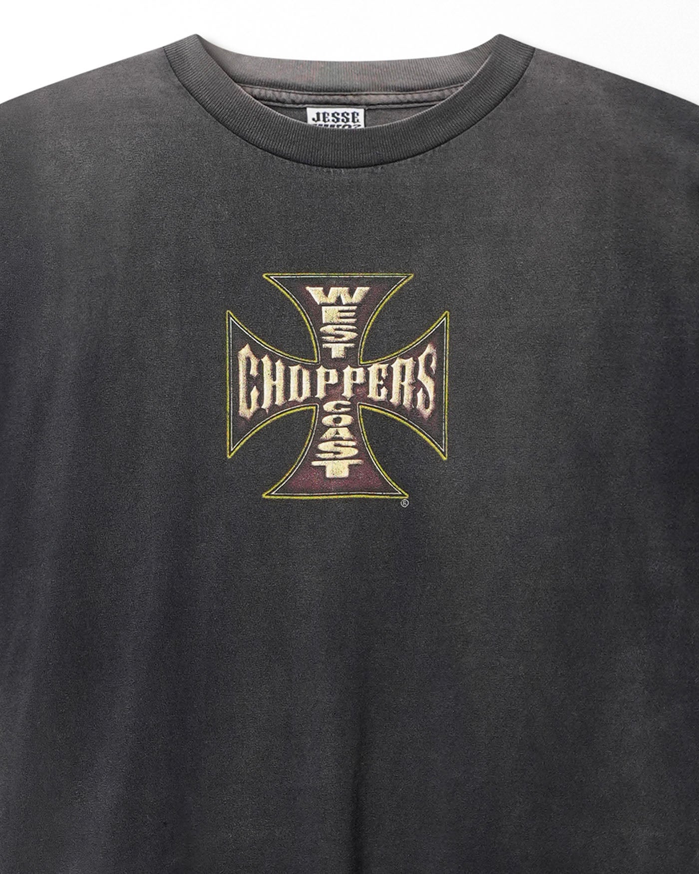 WEST COAST CHOPPERS "GOLD CROSS" BLACK FADED T-SHIRT