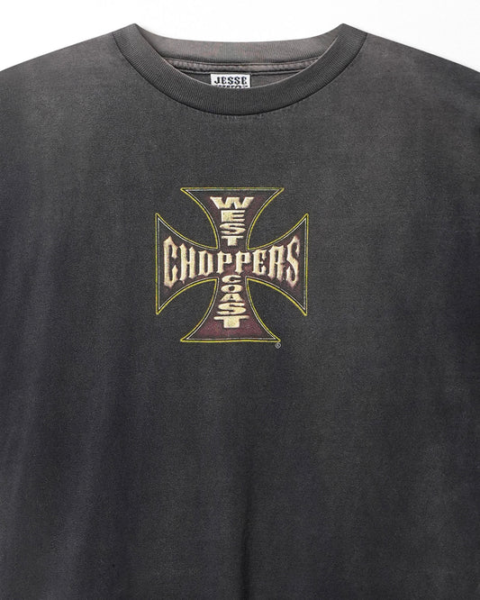 WEST COAST CHOPPERS "GOLD CROSS" BLACK FADED T-SHIRT