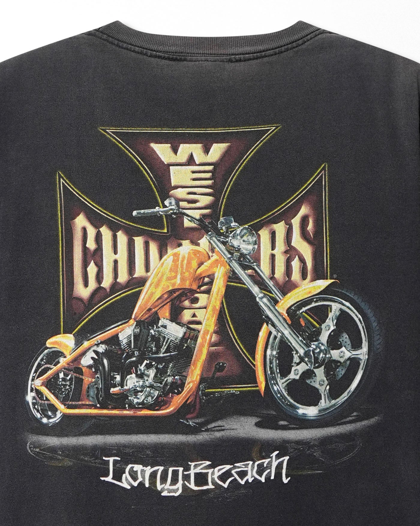WEST COAST CHOPPERS "GOLD CROSS" BLACK FADED T-SHIRT