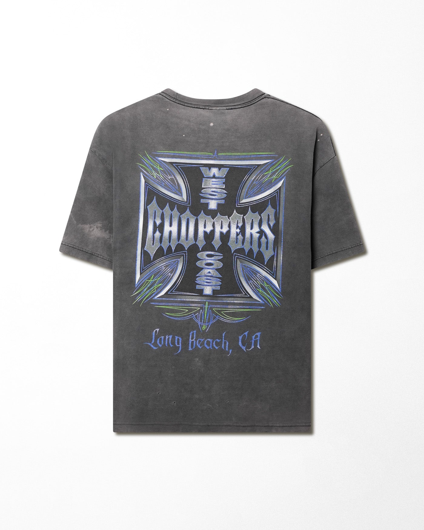 WEST COAST CHOPPERS "SILVER CROSS" GREY FADED T-SHIRT