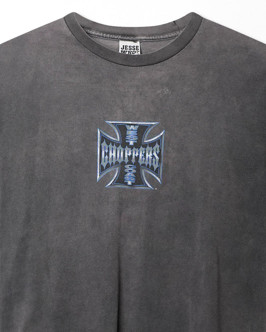 WEST COAST CHOPPERS "SILVER CROSS" GREY FADED T-SHIRT