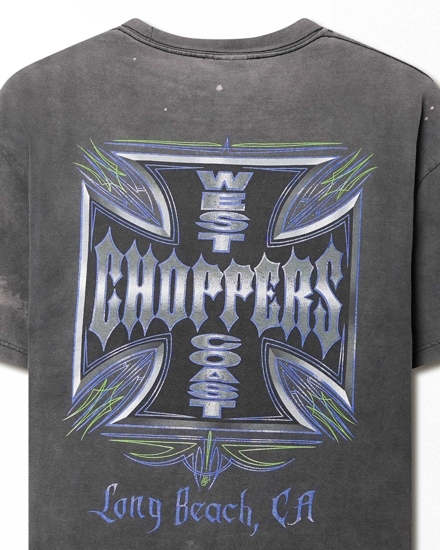 WEST COAST CHOPPERS "SILVER CROSS" GREY FADED T-SHIRT
