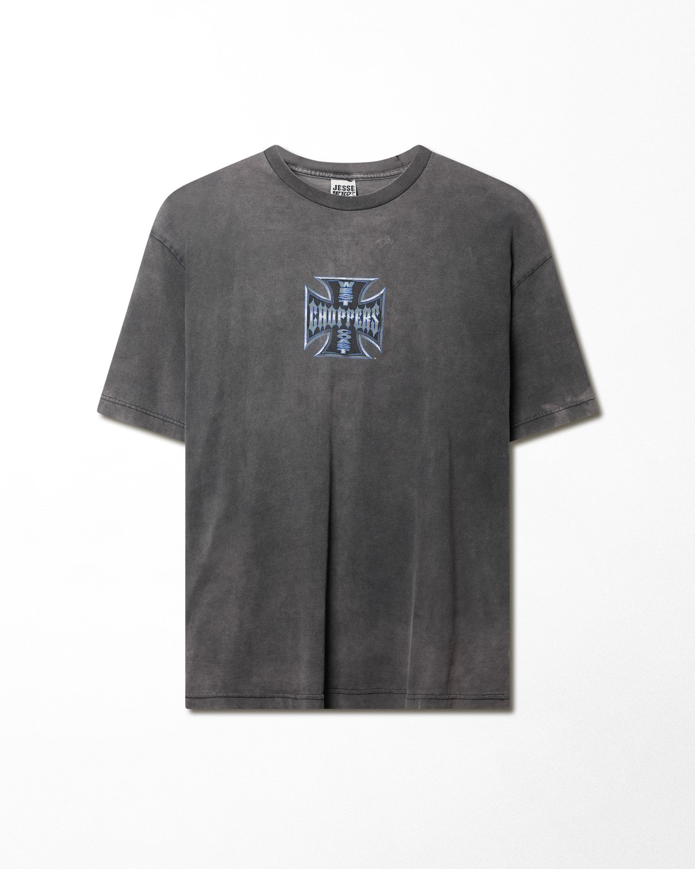WEST COAST CHOPPERS "SILVER CROSS" GREY FADED T-SHIRT