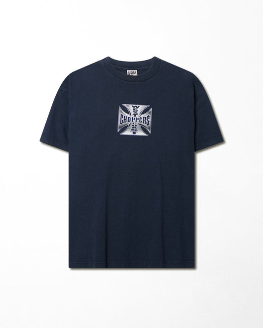 WEST COAST CHOPPERS "IRON CROSS" BLUE T-SHIRT