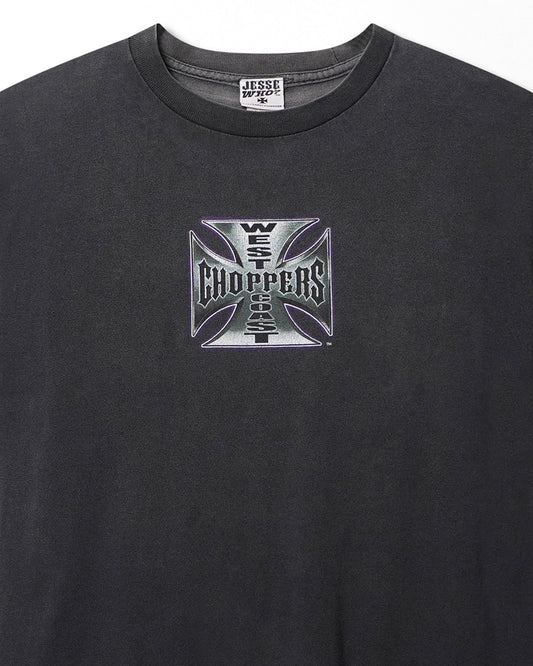 WEST COAST CHOPPERS "IRON CROSS" BLACK FADED T-SHIRT