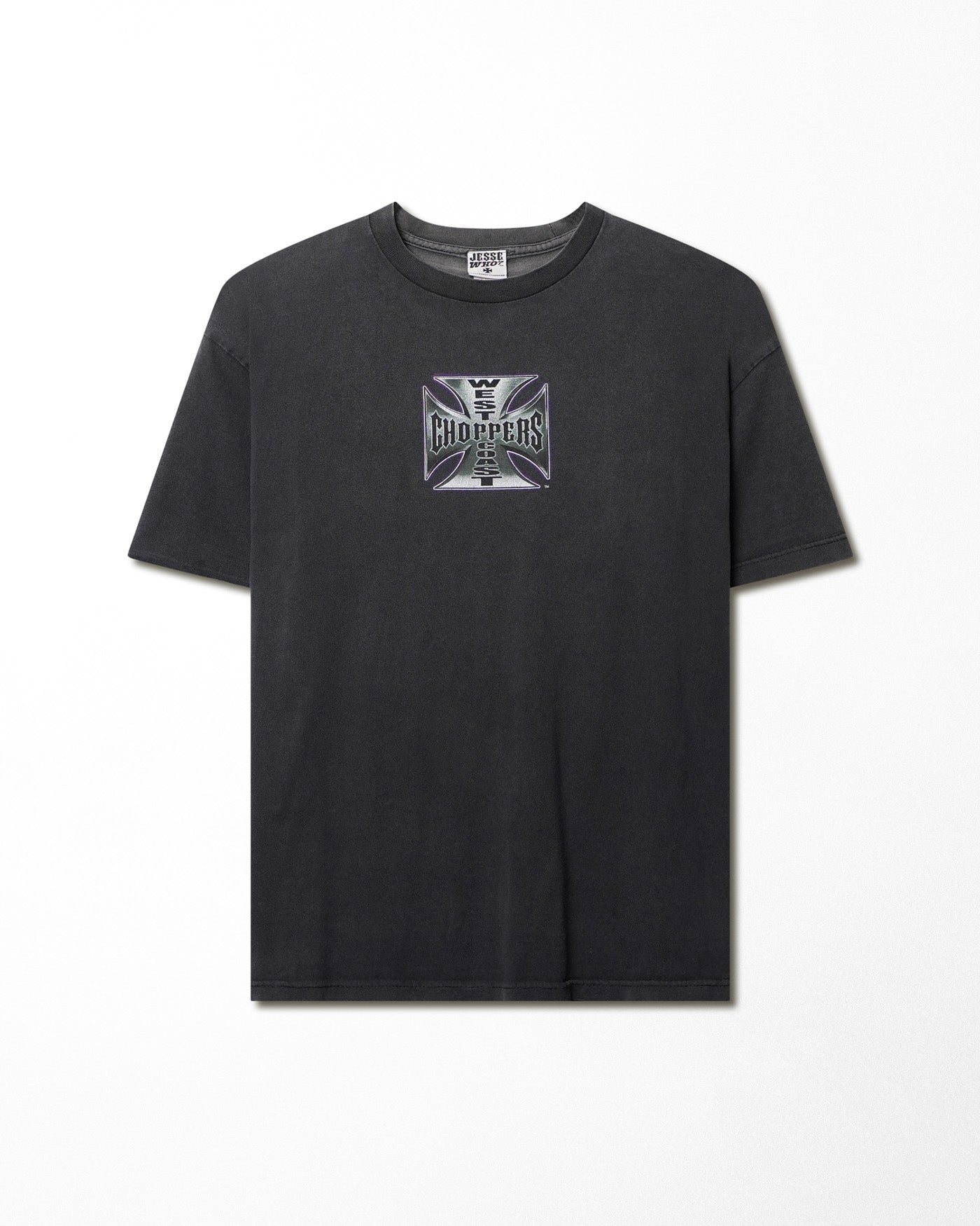WEST COAST CHOPPERS "IRON CROSS" BLACK FADED T-SHIRT