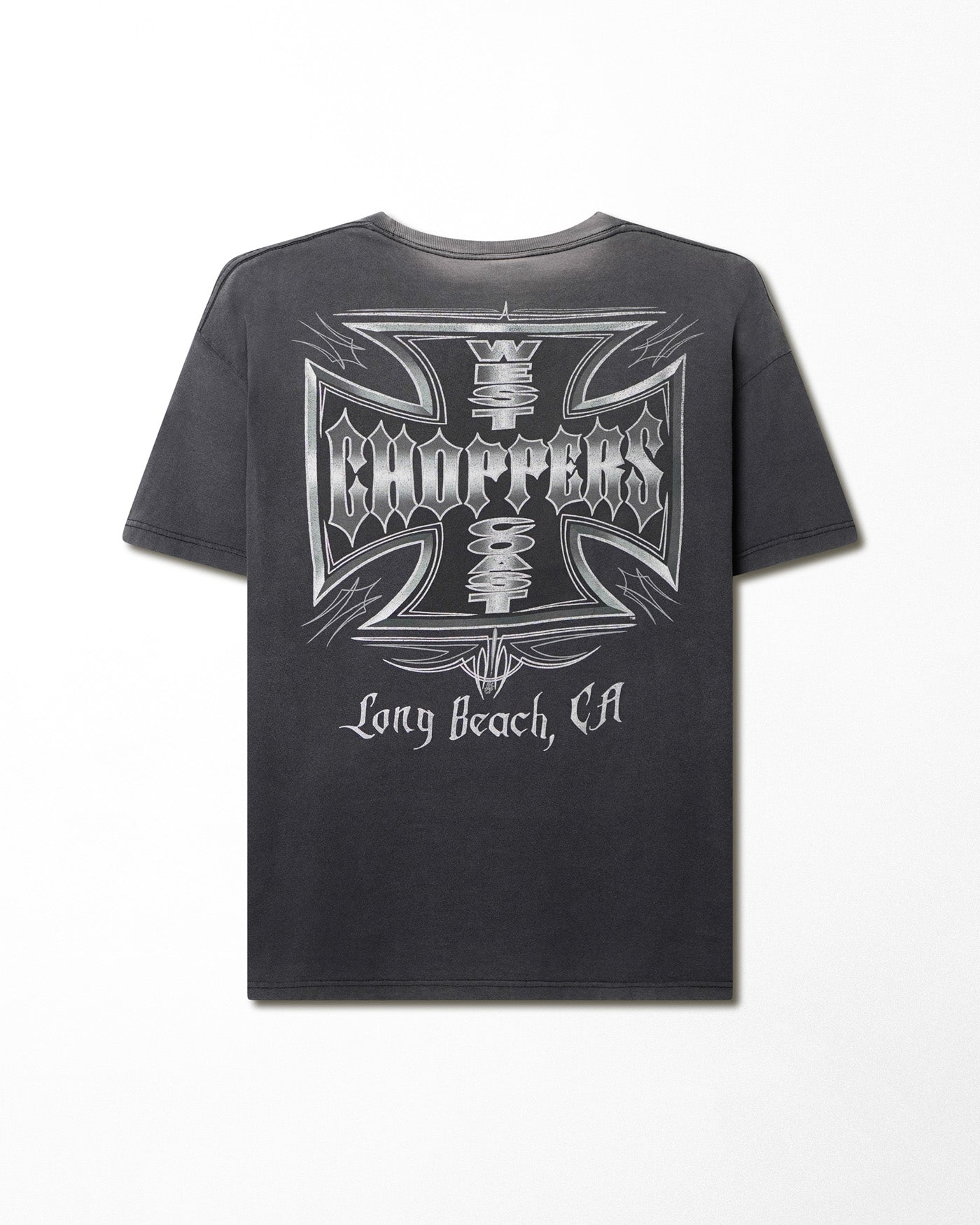 WEST COAST CHOPPERS "SILVER CROSS" BLACK FADED T-SHIRT