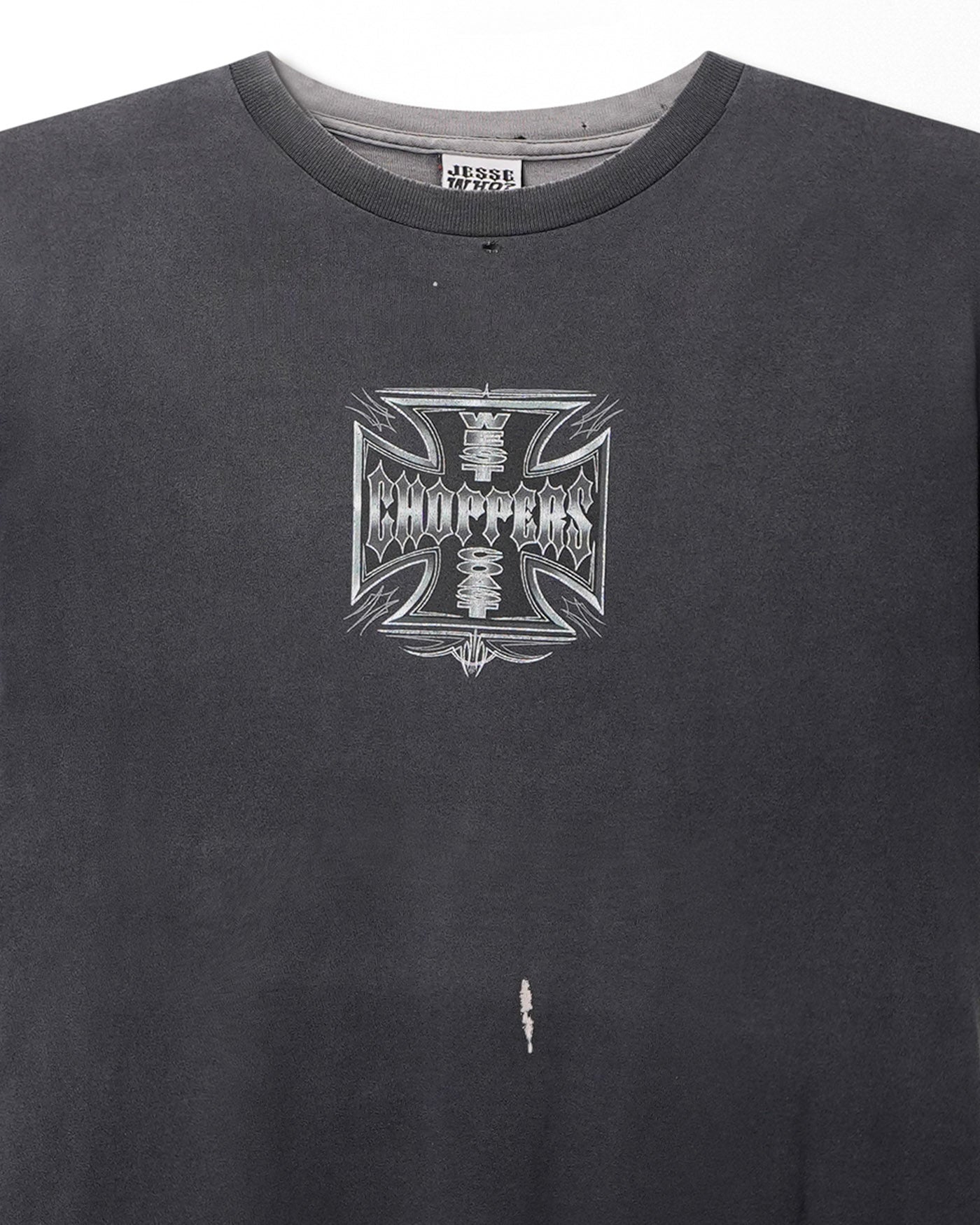 WEST COAST CHOPPERS "SILVER CROSS" BLACK FADED T-SHIRT