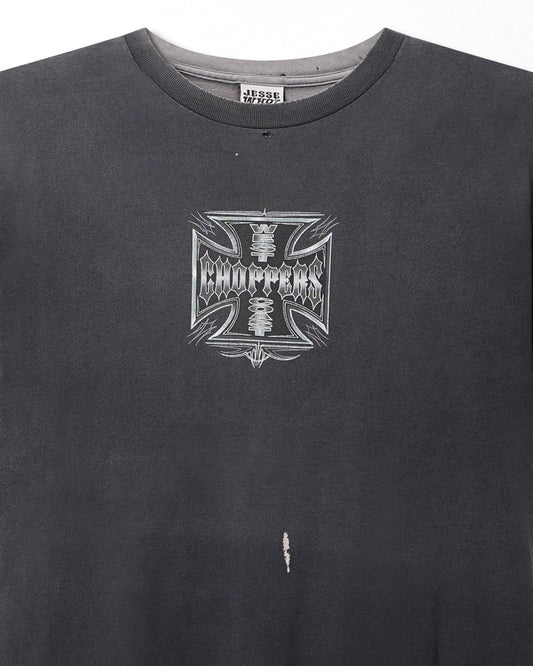 WEST COAST CHOPPERS "SILVER CROSS" BLACK FADED T-SHIRT