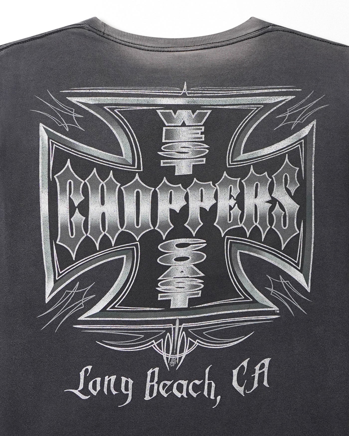 WEST COAST CHOPPERS "SILVER CROSS" BLACK FADED T-SHIRT
