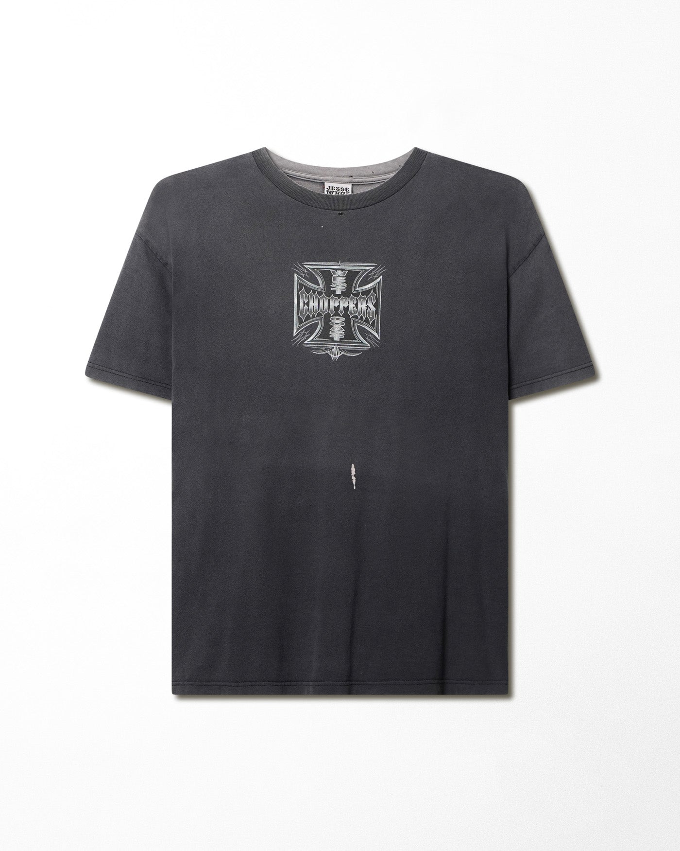 WEST COAST CHOPPERS "SILVER CROSS" BLACK FADED T-SHIRT