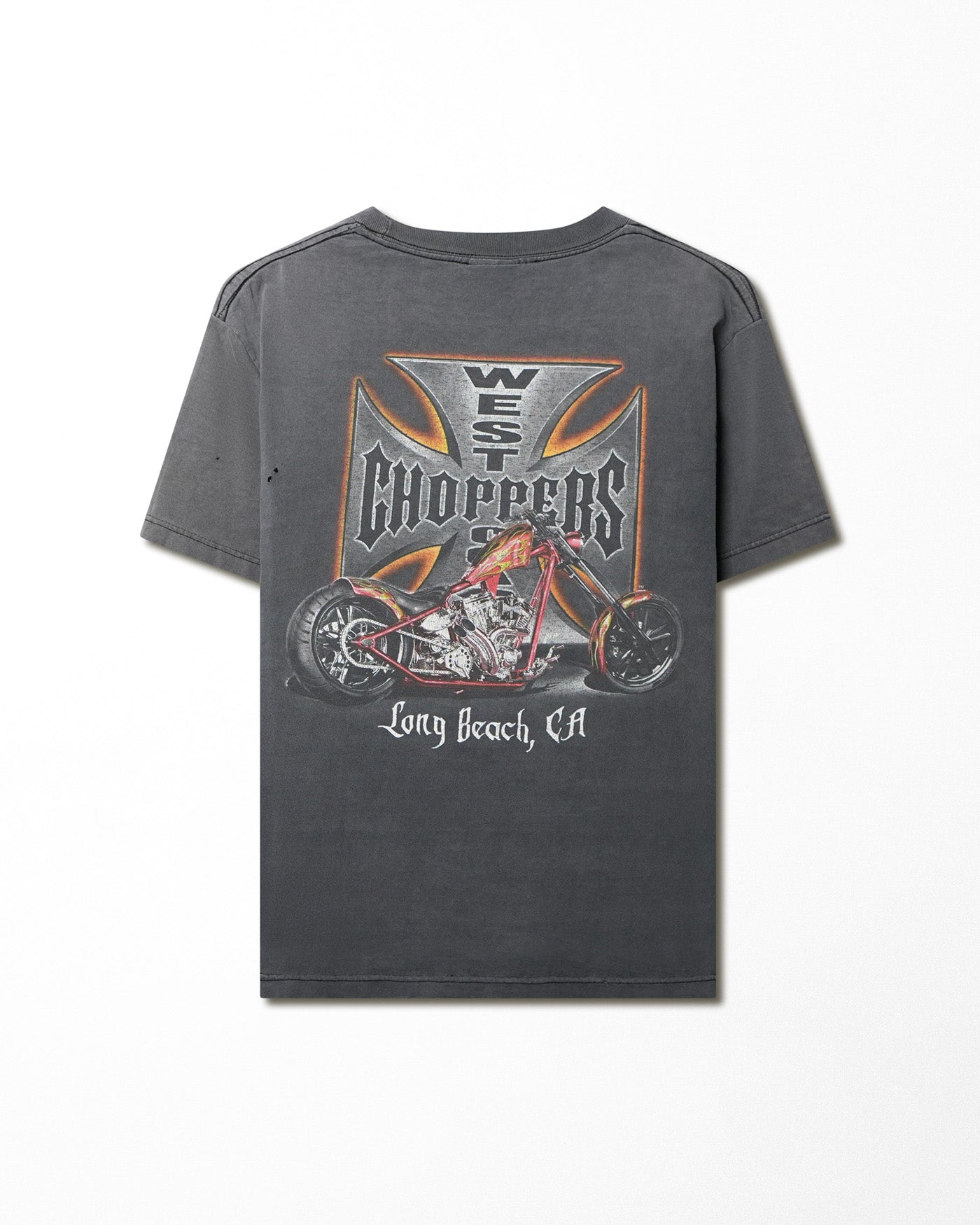 WEST COAST CHOPPERS "IRON CROSS" GREY FADED T-SHIRT