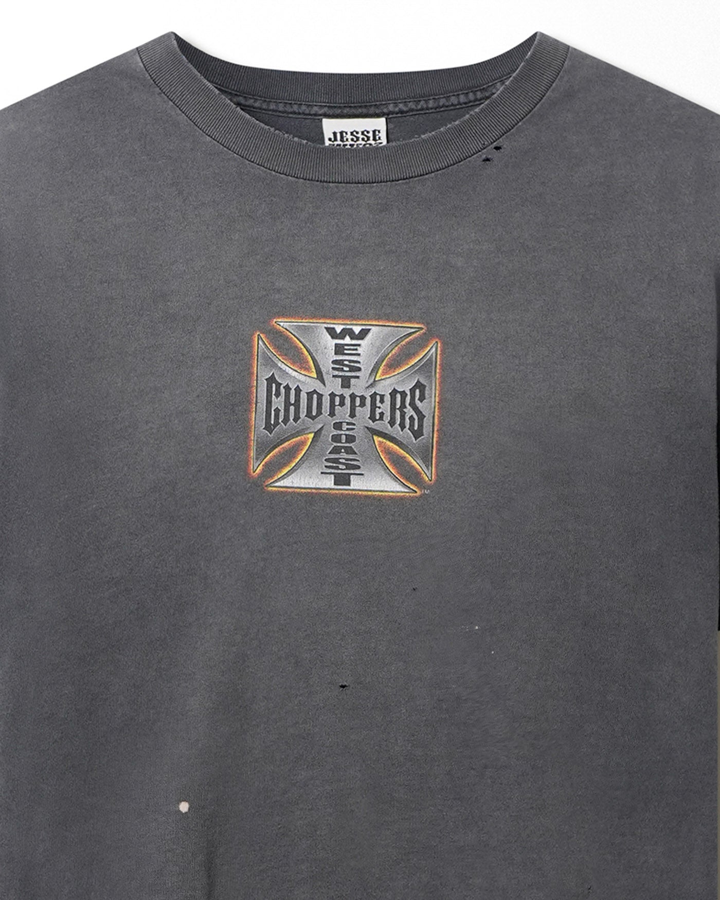 WEST COAST CHOPPERS "IRON CROSS" GREY FADED T-SHIRT