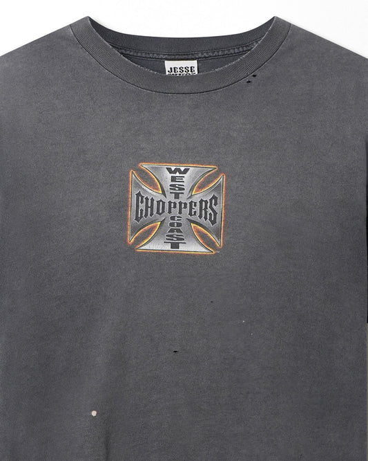 WEST COAST CHOPPERS "IRON CROSS" GREY FADED T-SHIRT