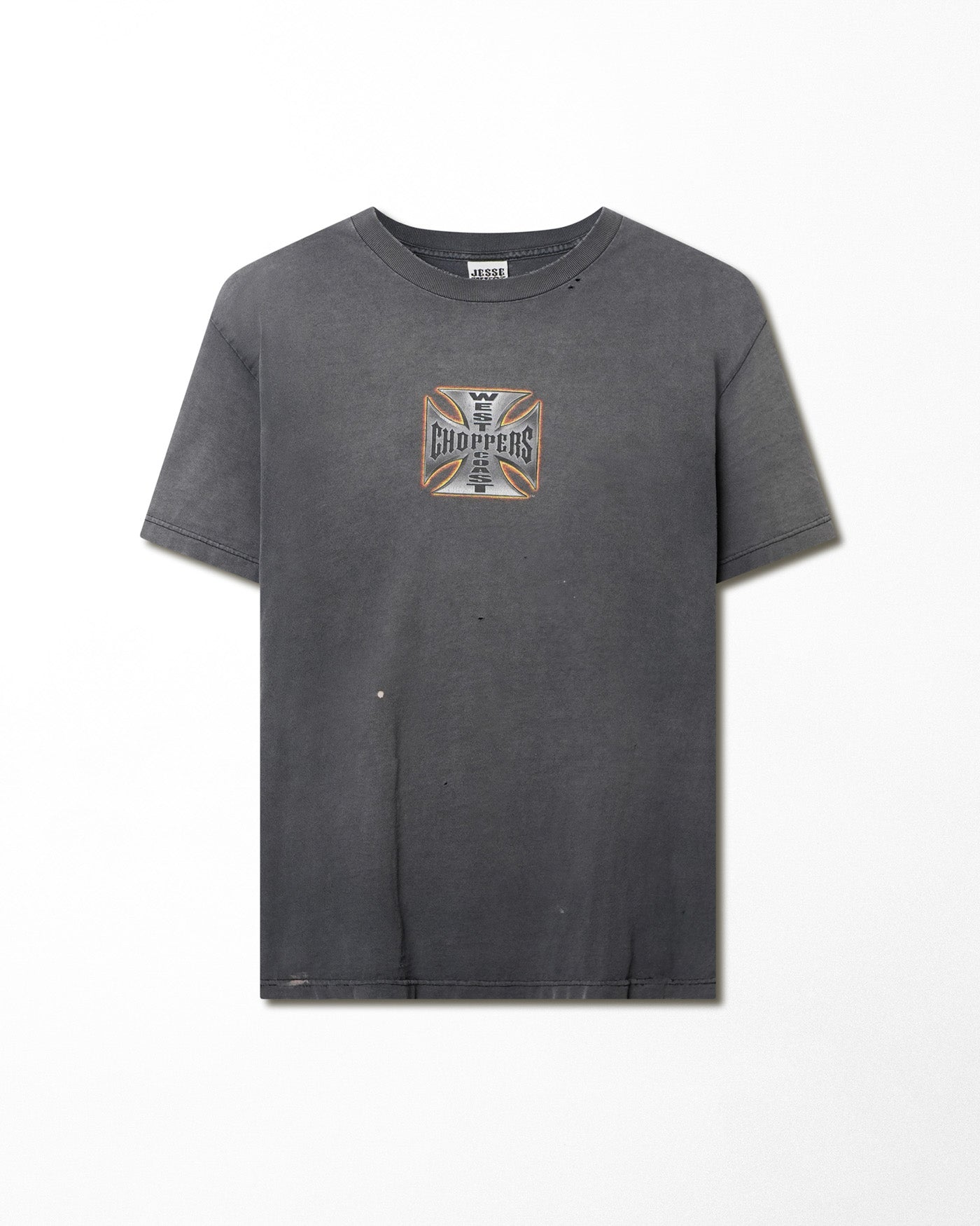 WEST COAST CHOPPERS "IRON CROSS" GREY FADED T-SHIRT