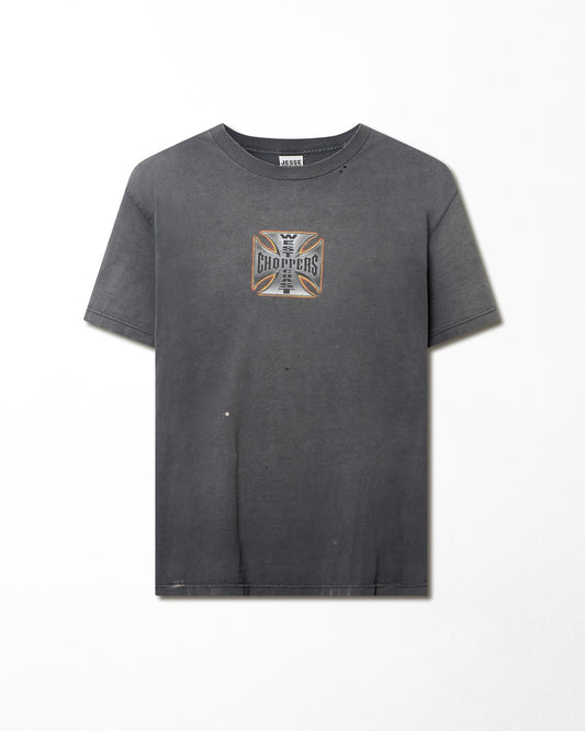 WEST COAST CHOPPERS "IRON CROSS" GREY FADED T-SHIRT