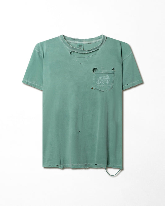 COMFORT COLORS "PHI PSI" GREEN DISTRESSED POCKET T-SHIRT