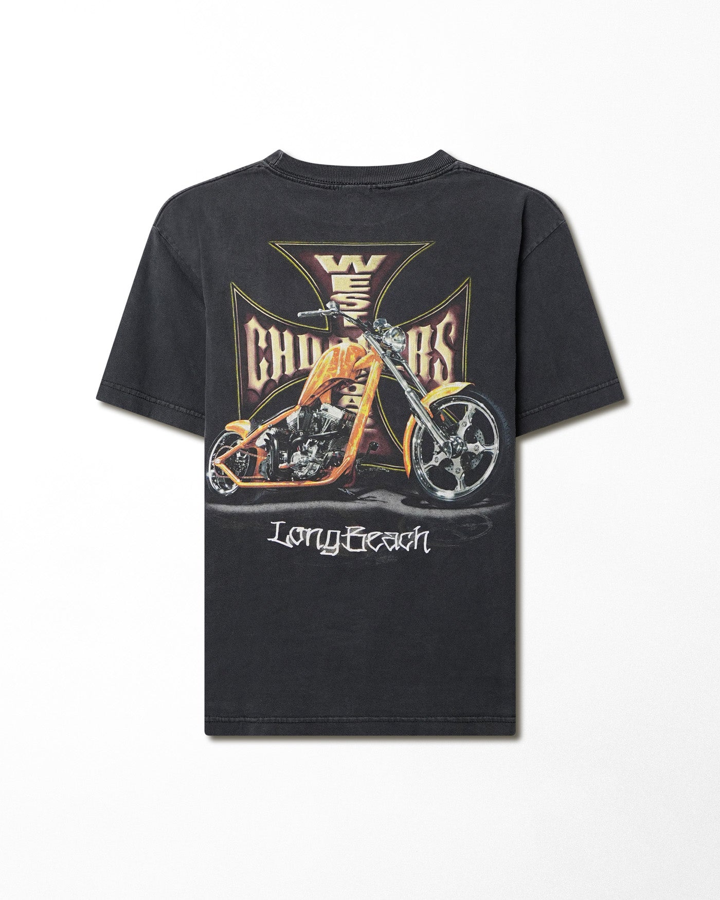 WEST COAST CHOPPERS "GOLD CROSS" BLACK FADED T-SHIRT