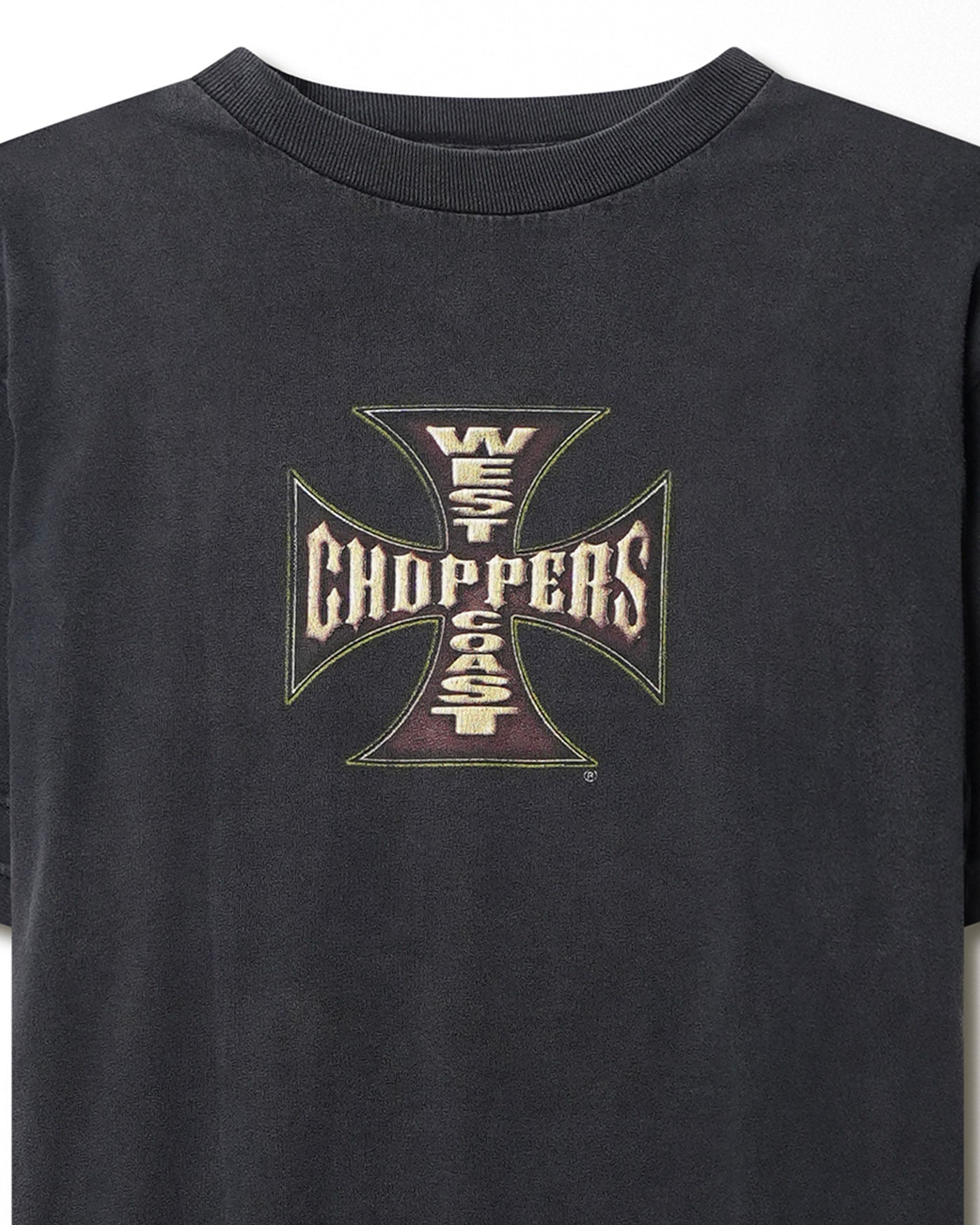 WEST COAST CHOPPERS "GOLD CROSS" BLACK FADED T-SHIRT