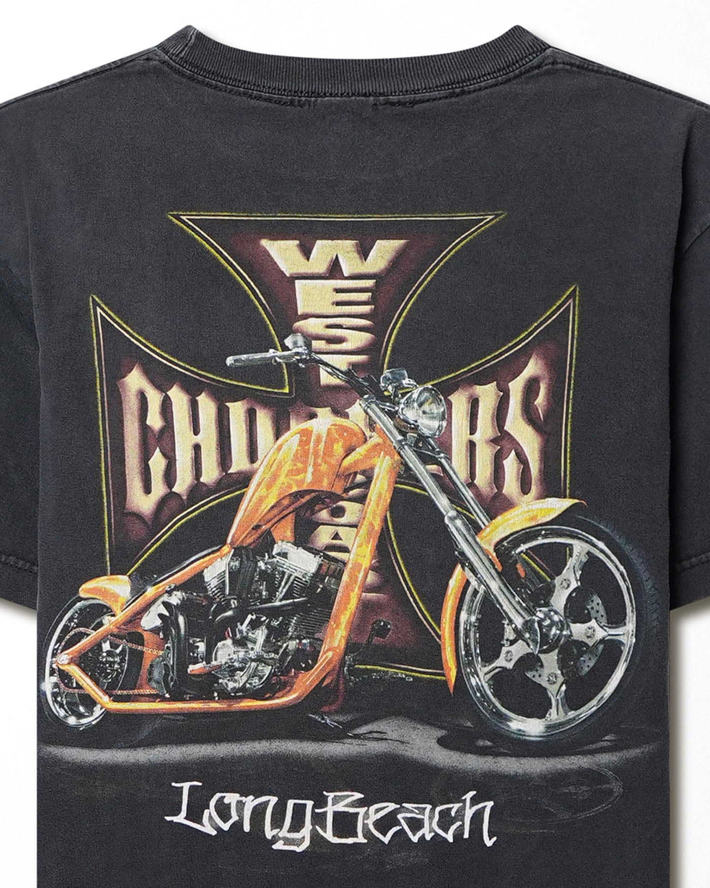 WEST COAST CHOPPERS "GOLD CROSS" BLACK FADED T-SHIRT