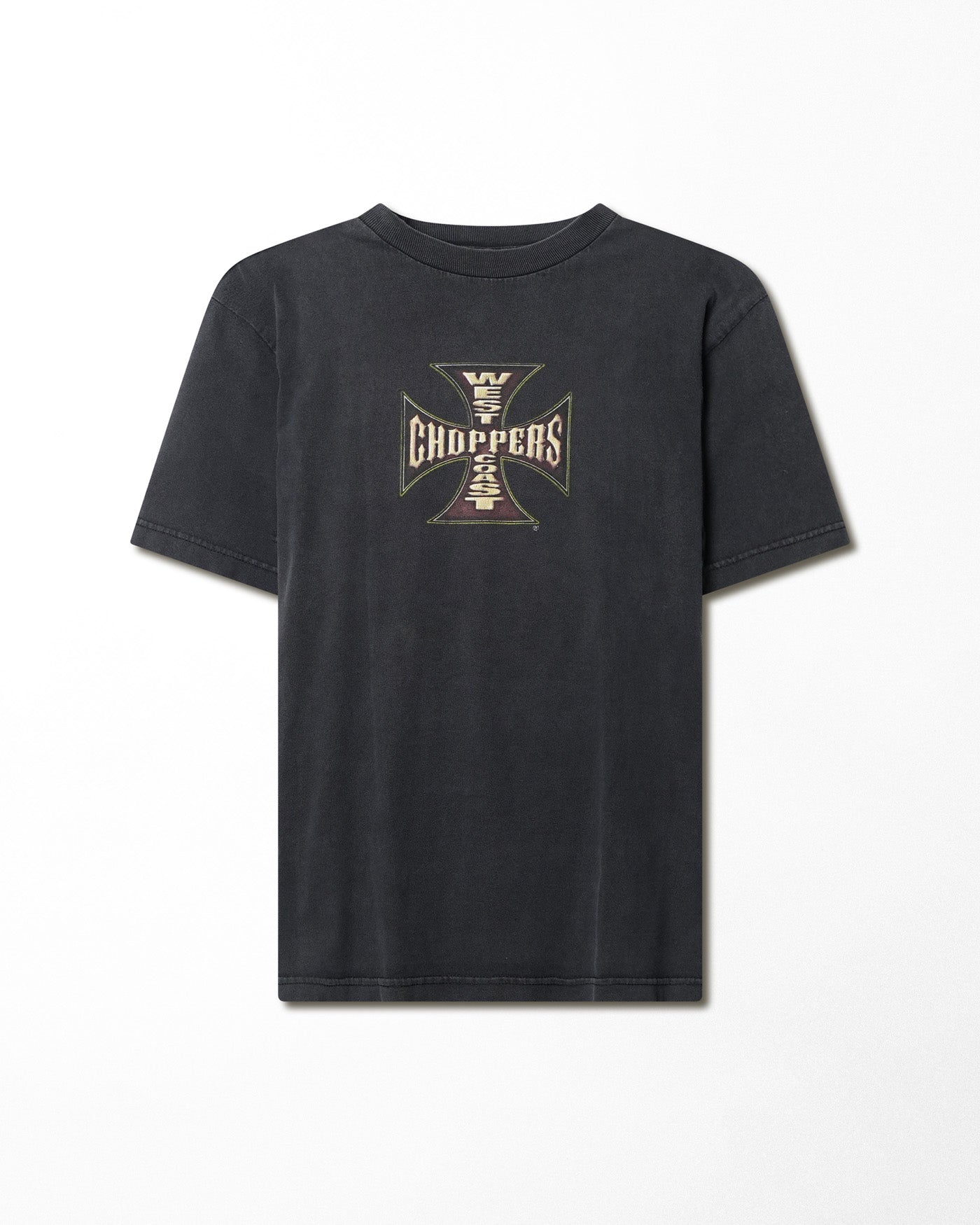 WEST COAST CHOPPERS "GOLD CROSS" BLACK FADED T-SHIRT