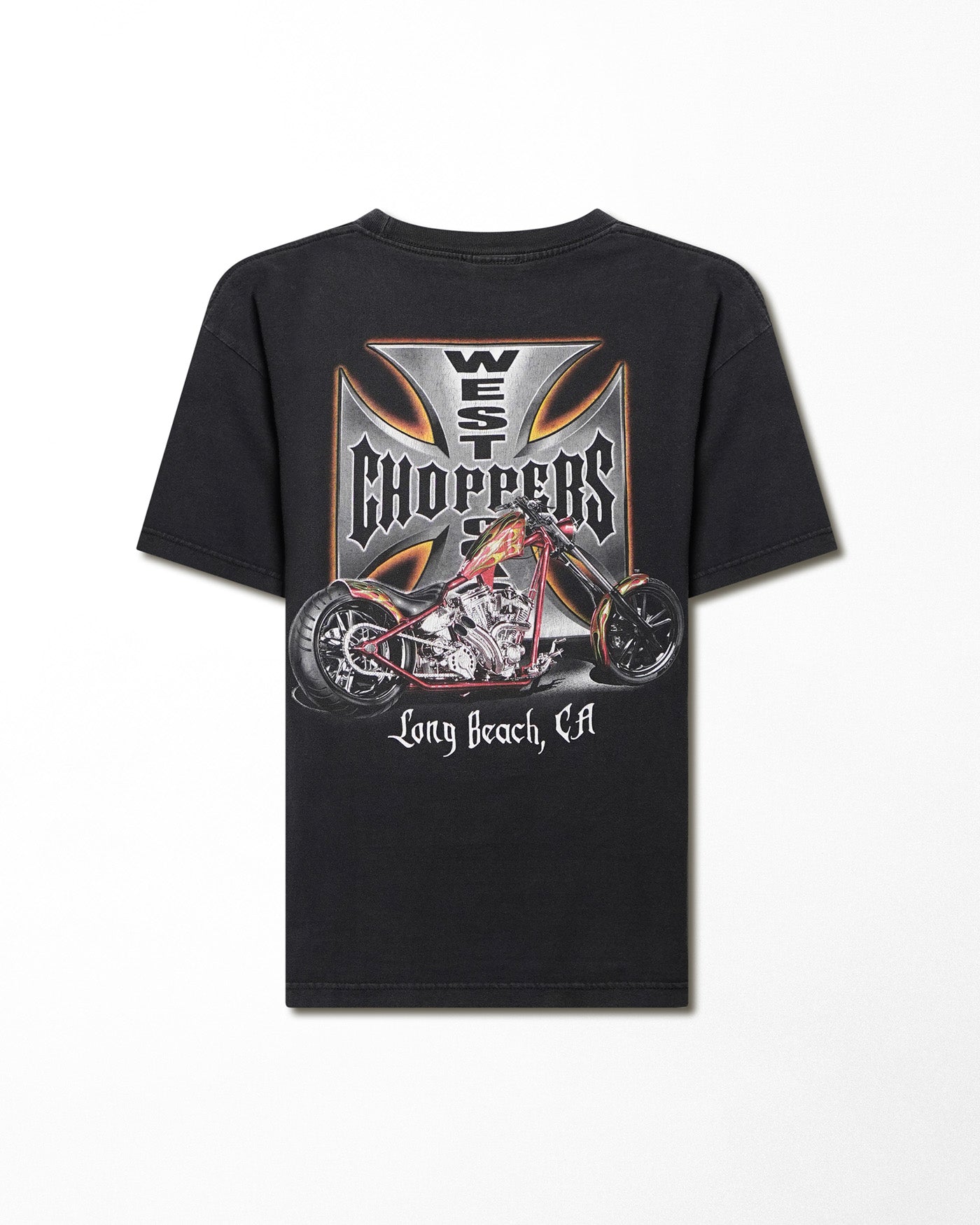 WEST COAST CHOPPERS "IRON CROSS" BLACK FADED T-SHIRT