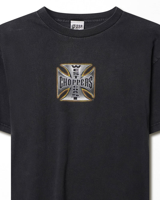 WEST COAST CHOPPERS "IRON CROSS" BLACK FADED T-SHIRT