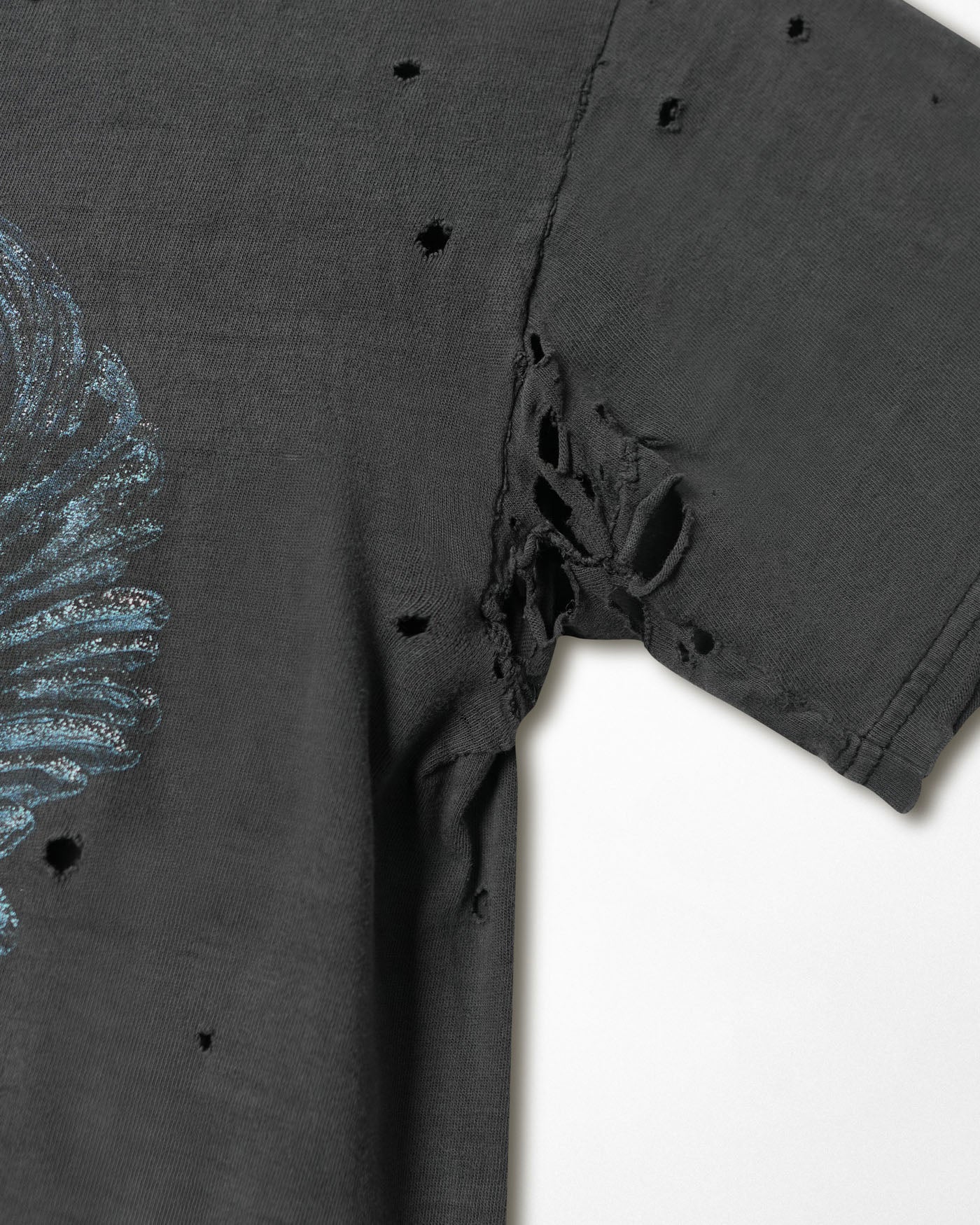 HARLEY DAVIDSON "CHROME WINGS" BLACK FADED DESTROYED T-SHIRT