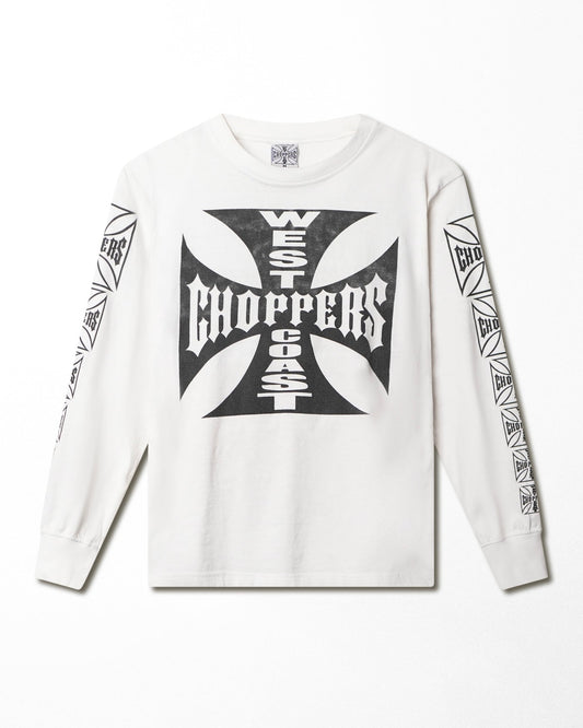 WEST COAST CHOPPERS "CLASSIC LOGO" WHITE LONG SLEEVE BOOTLEG T-SHIRT