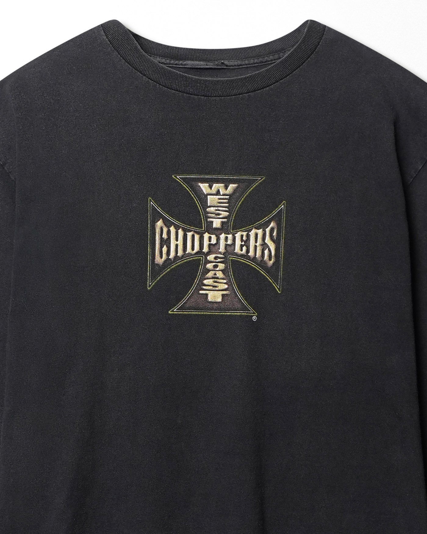 WEST COAST CHOPPERS “GOLD CROSS” BLACK FADED LONG-SLEEVE T-SHIRT