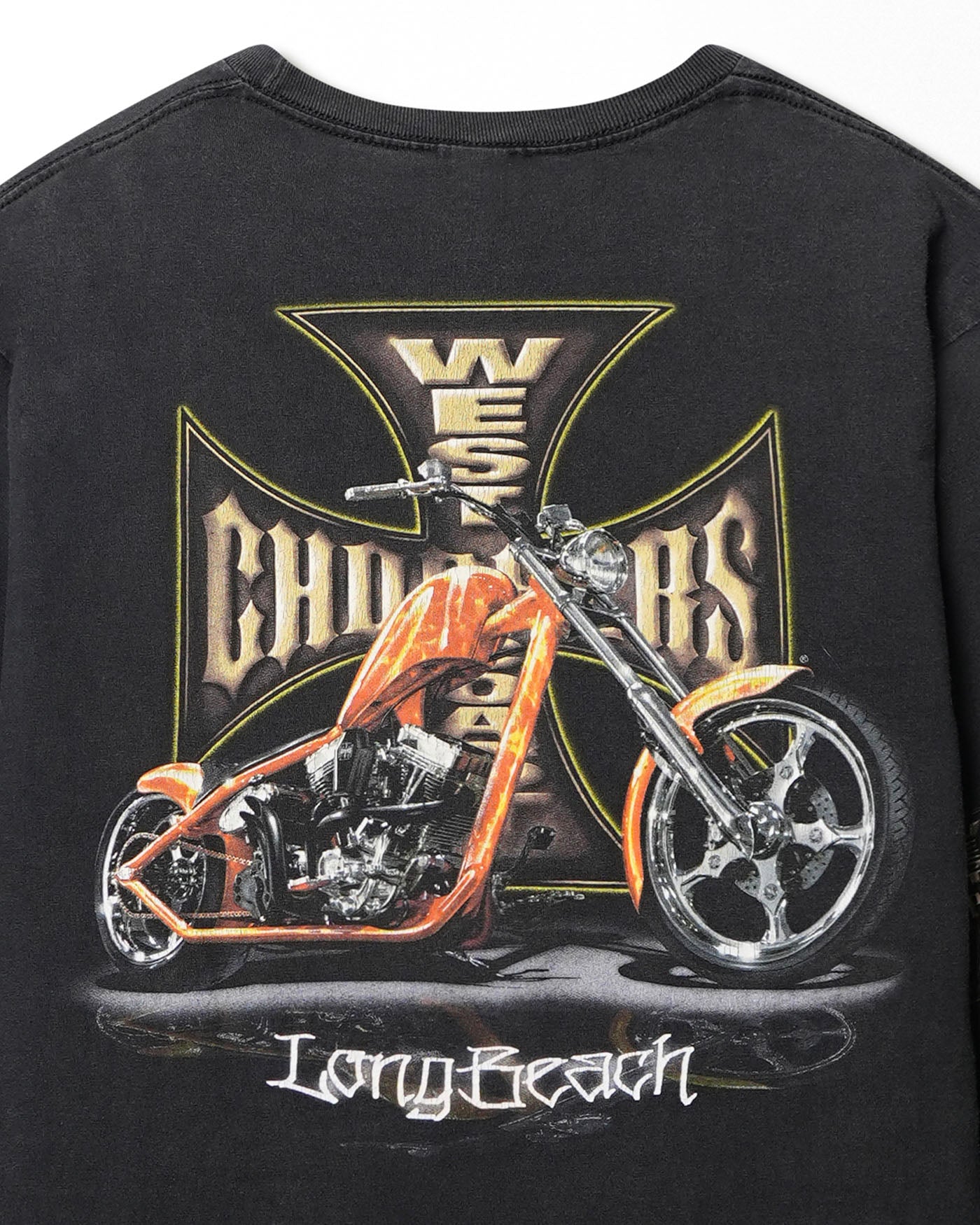WEST COAST CHOPPERS “GOLD CROSS” BLACK FADED LONG-SLEEVE T-SHIRT