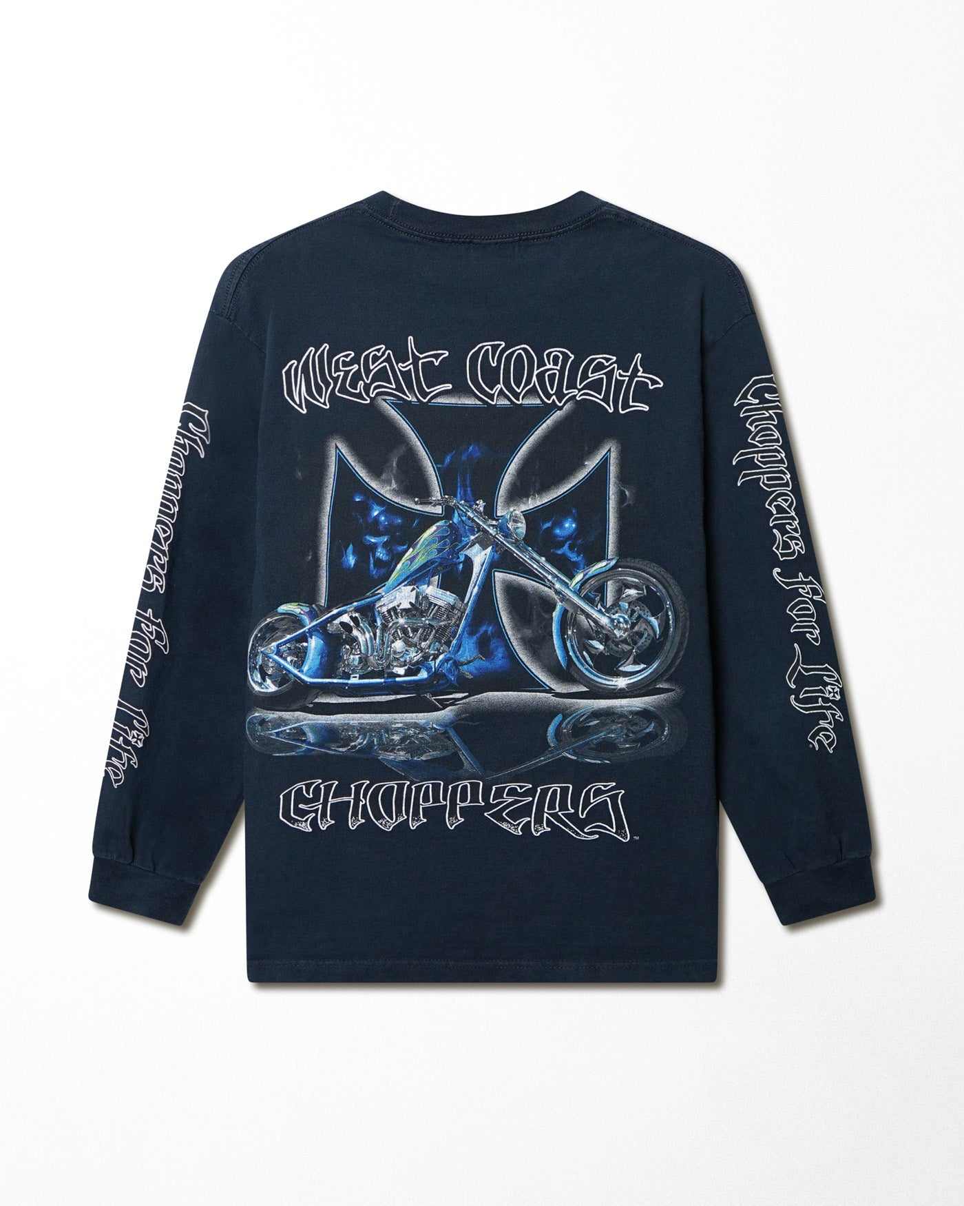 WEST COAST CHOPPERS "BLUE CROSS" BLUE LONG SLEEVE T-SHIRT