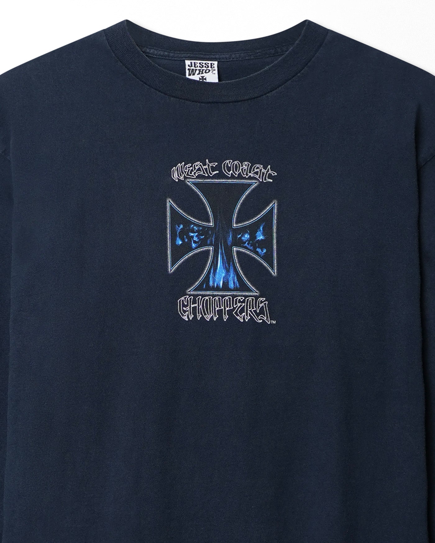 WEST COAST CHOPPERS "BLUE CROSS" BLUE LONG SLEEVE T-SHIRT