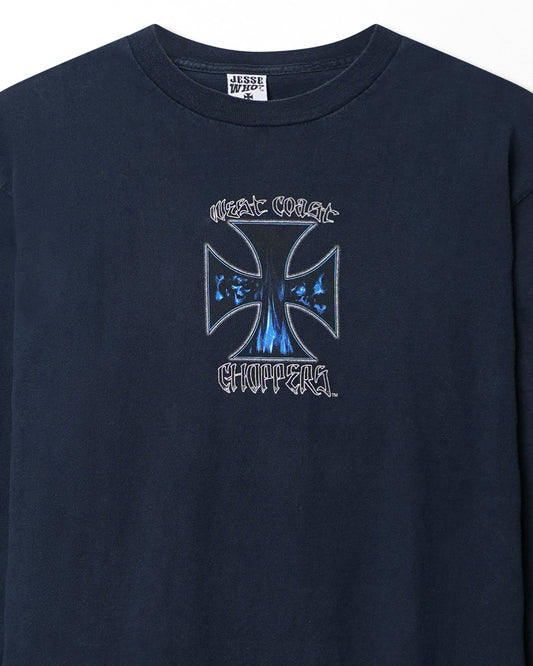 WEST COAST CHOPPERS "BLUE CROSS" BLUE LONG SLEEVE T-SHIRT