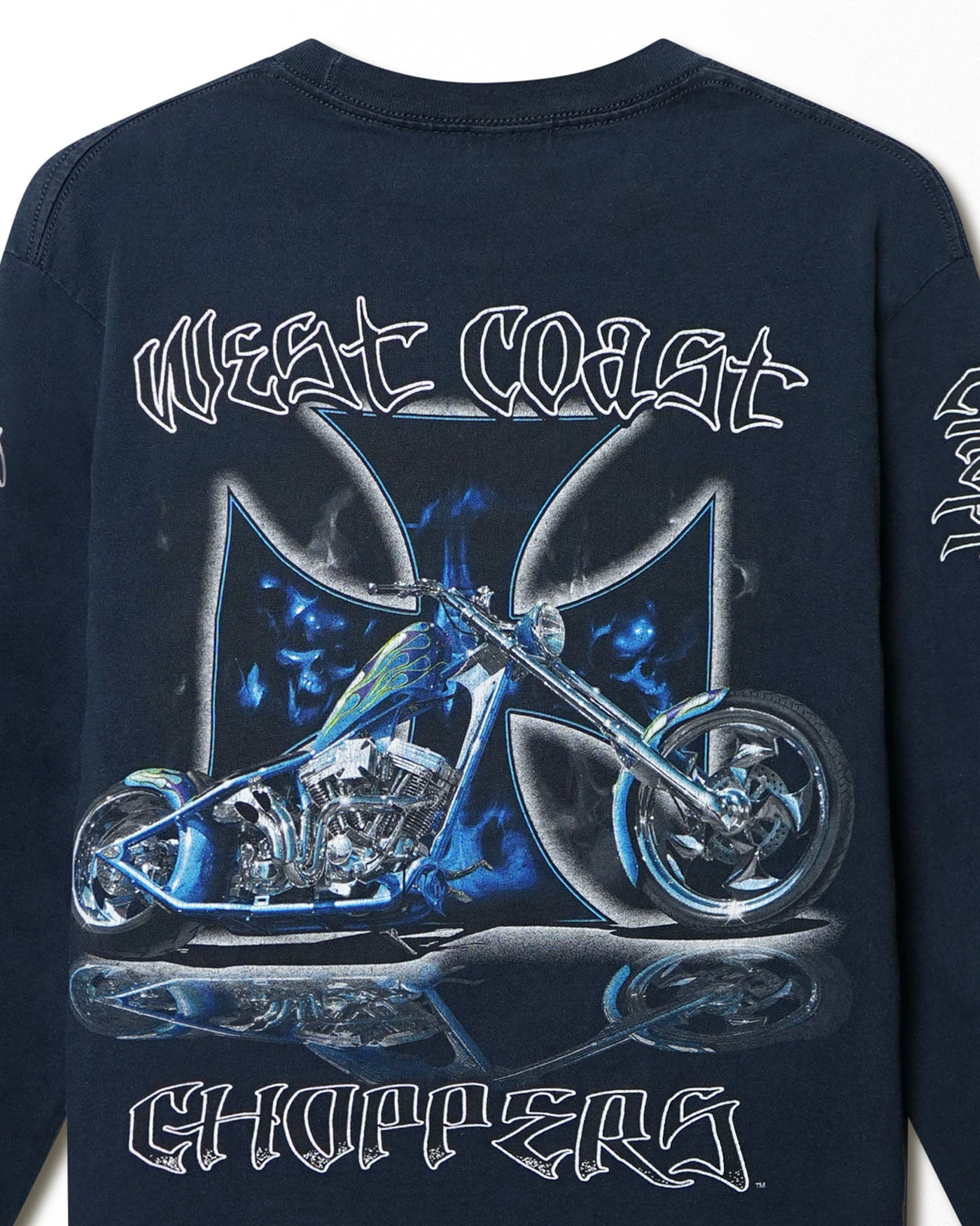 WEST COAST CHOPPERS "BLUE CROSS" BLUE LONG SLEEVE T-SHIRT
